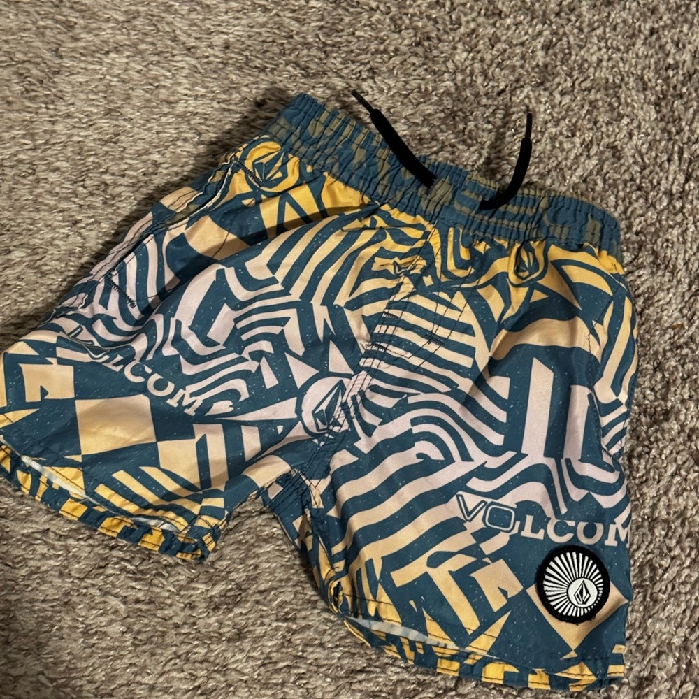 Volcom baby boy Swim Trunks - Blue and Yellow 6M EUC